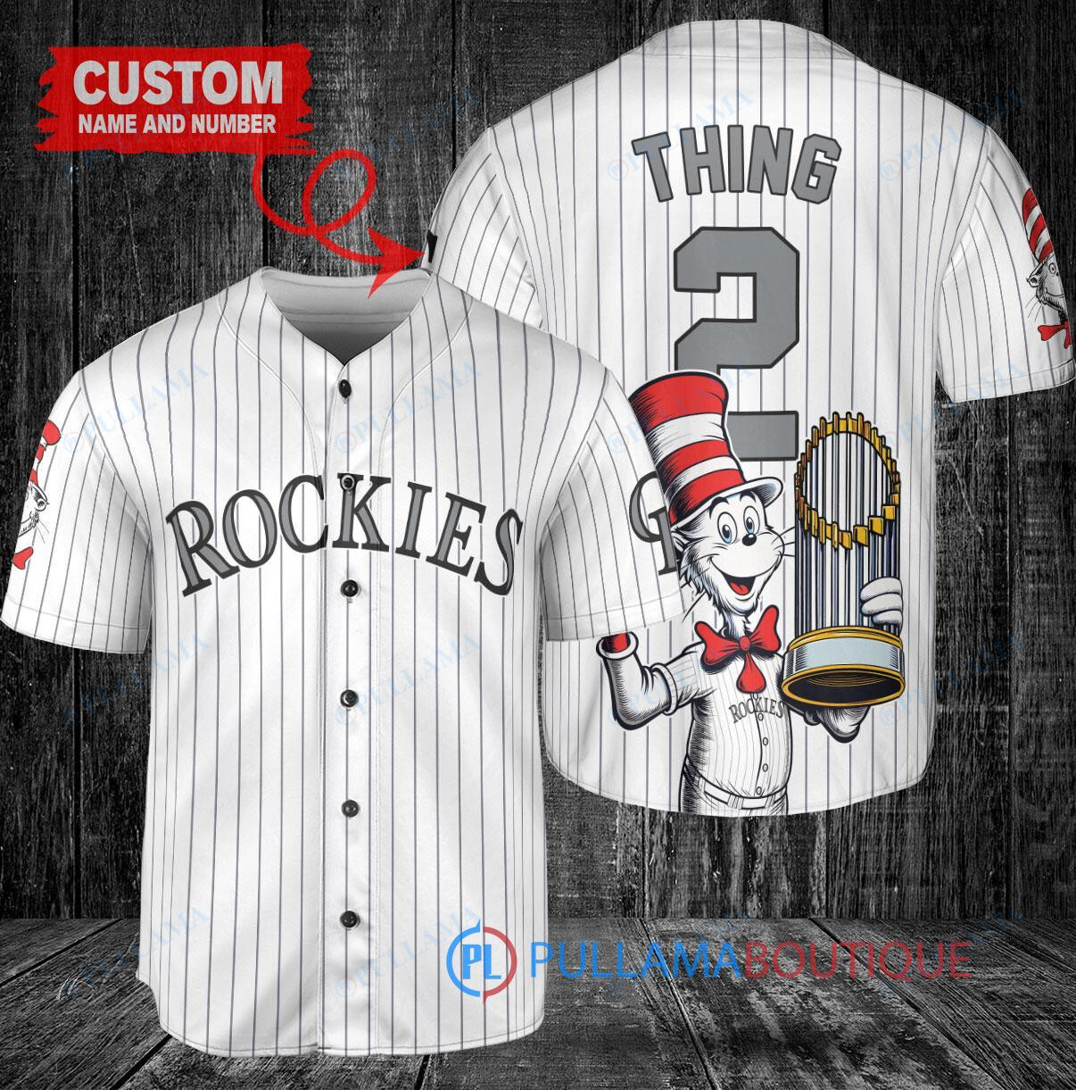 Atlanta Braves x Dr Seuss with World Series Trophy Custom Baseball Jersey White City Connect