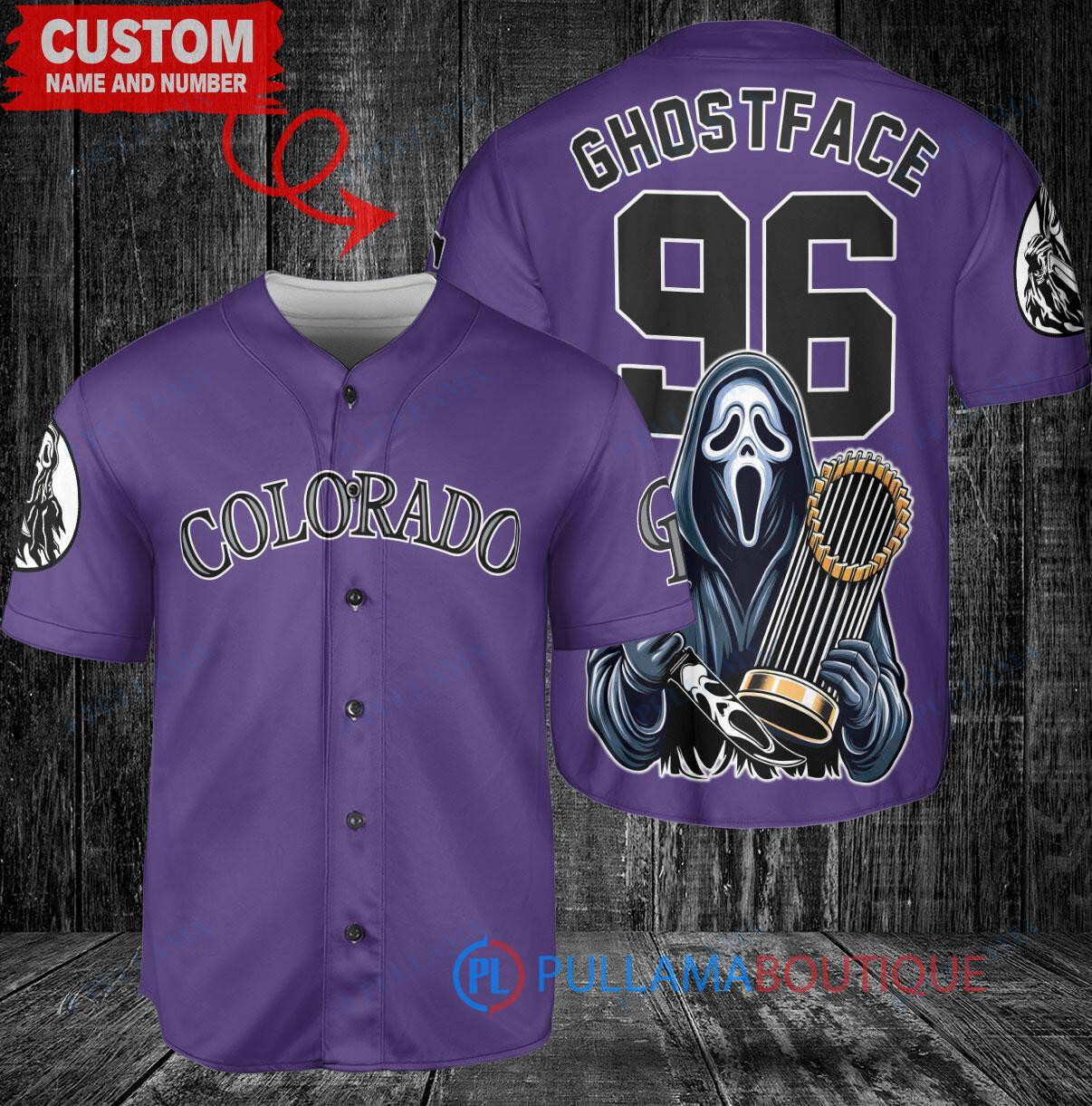 Seattle Mariners x Ghostface Scream Halloween Halloween with World Series Trophy Custom Baseball Jersey Royal City Connect