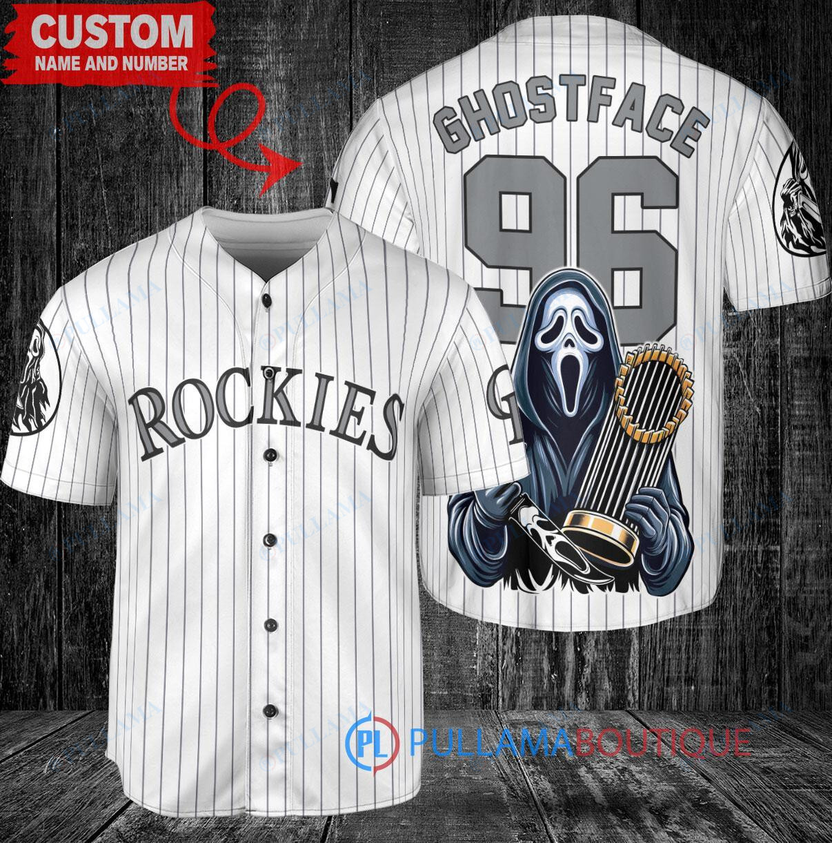 Colorado Rockies x Ghostface Scream Halloween World Series Trophy Baseball Jersey Green