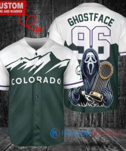 Colorado Rockies x Ghostface Scream Halloween World Series Trophy Baseball Jersey Green