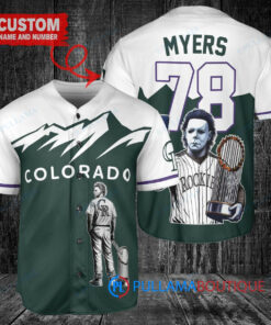 Colorado Rockies x Halloween Michael Myers with Trophy Custom Baseball Jersey Green