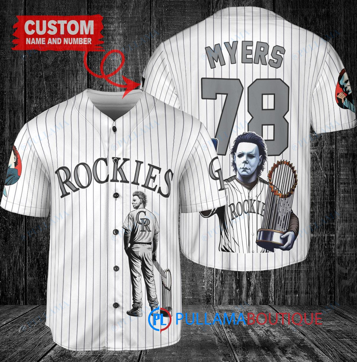 Seattle Mariners x Halloween Michael Myers with Trophy Custom Baseball Jersey Royal