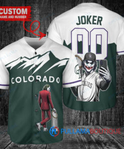 Colorado Rockies x Joker DC Comics with Trophy Custom Baseball Jersey Green