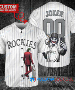 Colorado Rockies x Joker DC Comics with Trophy Custom Baseball Jersey White