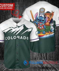 Colorado Rockies x Lilo & Stitch with Trophy Baseball Jersey Green