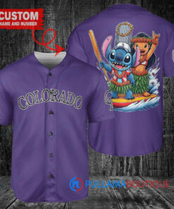 Colorado Rockies x Lilo & Stitch with Trophy Baseball Jersey Purple