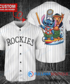 Colorado Rockies x Lilo & Stitch with Trophy Baseball Jersey White