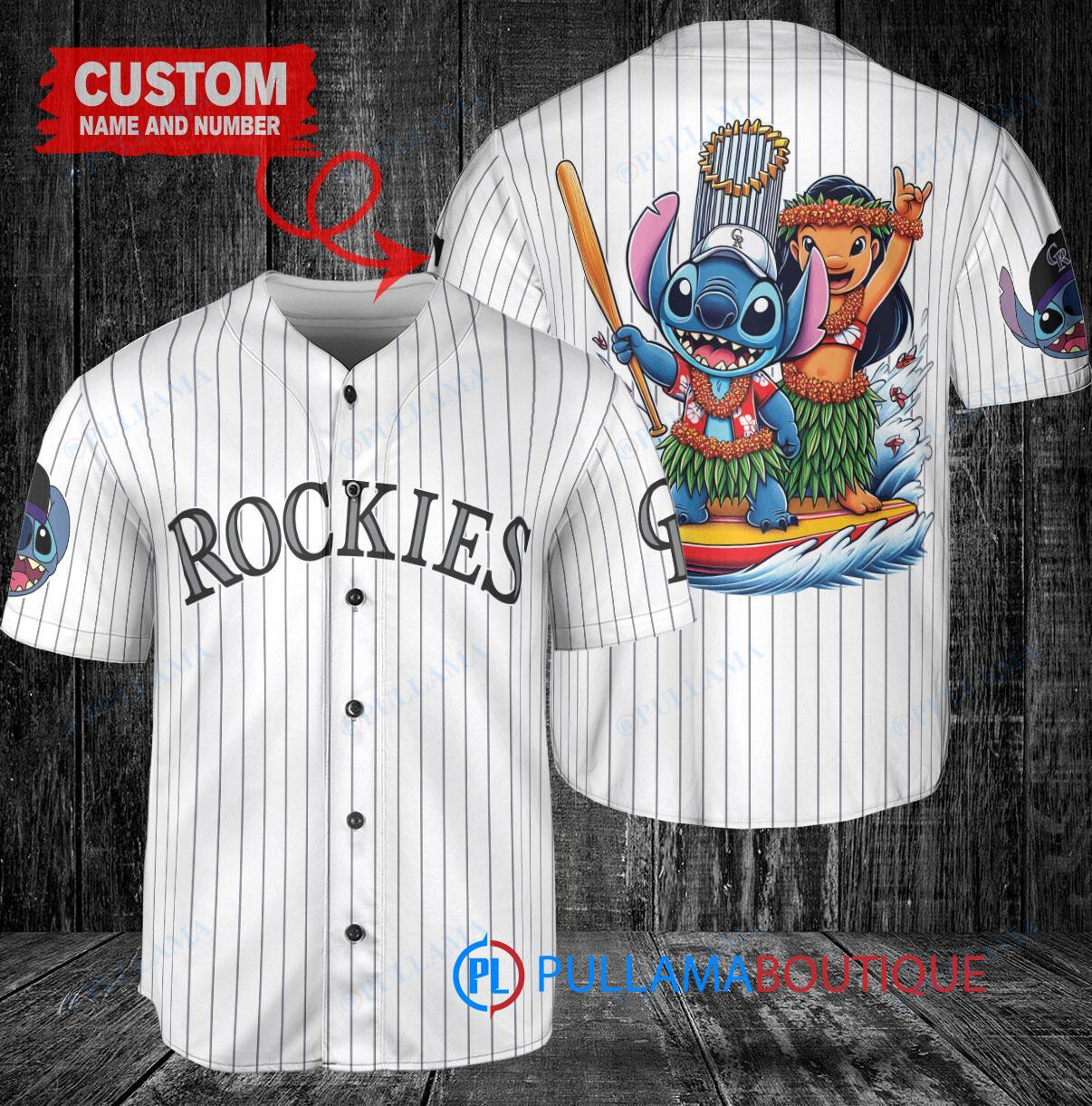 Atlanta Braves x Lilo & Stitch with Trophy Baseball Jersey Navy