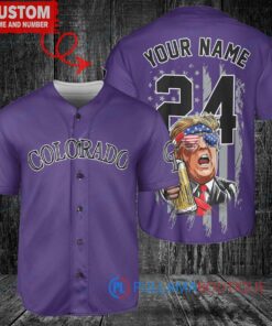 Colorado Rockies x Limited Edition with World Series Trophy Custom Baseball Jersey Purple