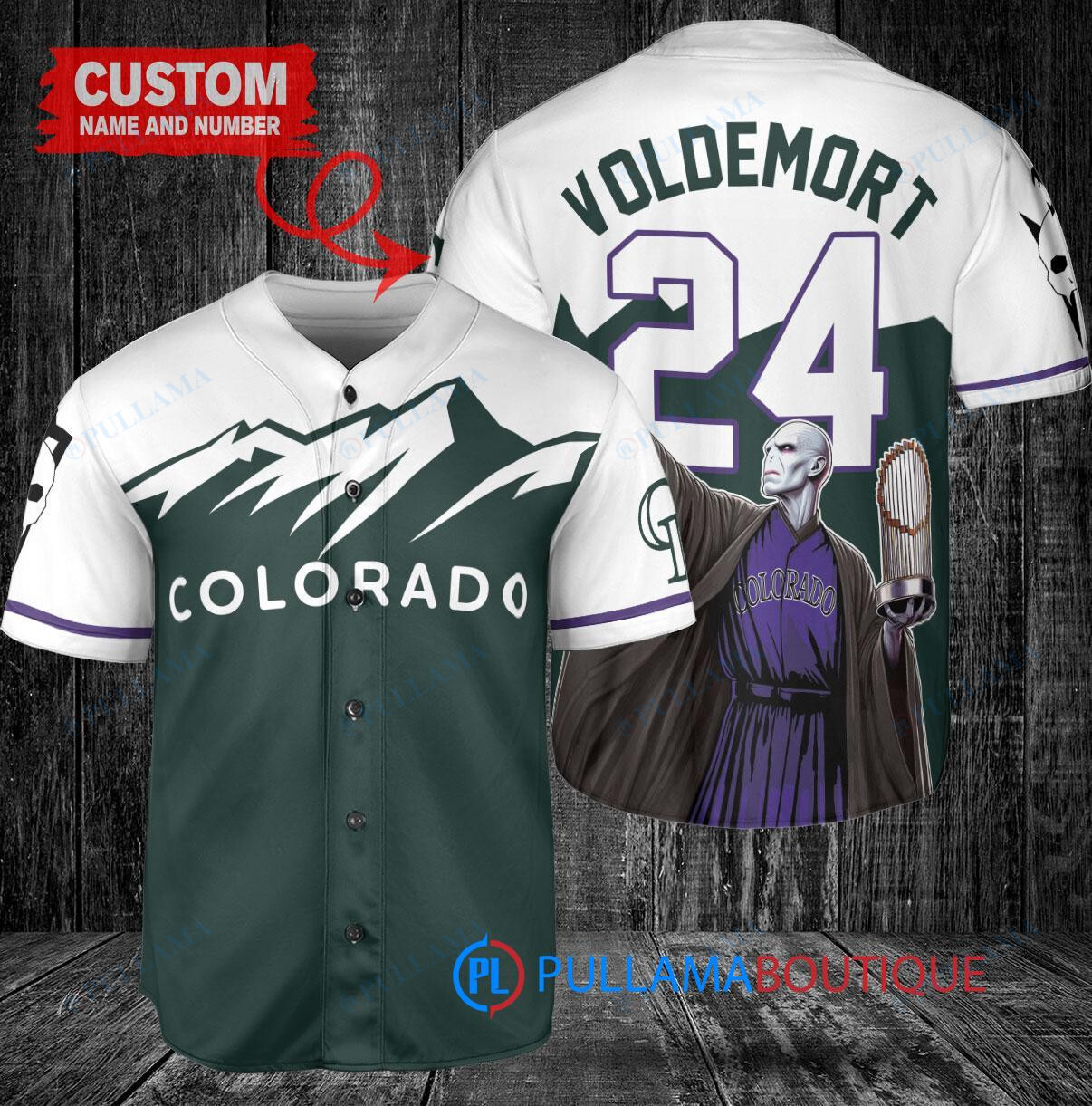 Los Angeles Angels x Lord Voldemort Harry Potter with Trophy Custom Baseball Jersey Cream