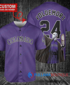 Colorado Rockies x Lord Voldemort Harry Potter with Trophy Custom Baseball Jersey Purple