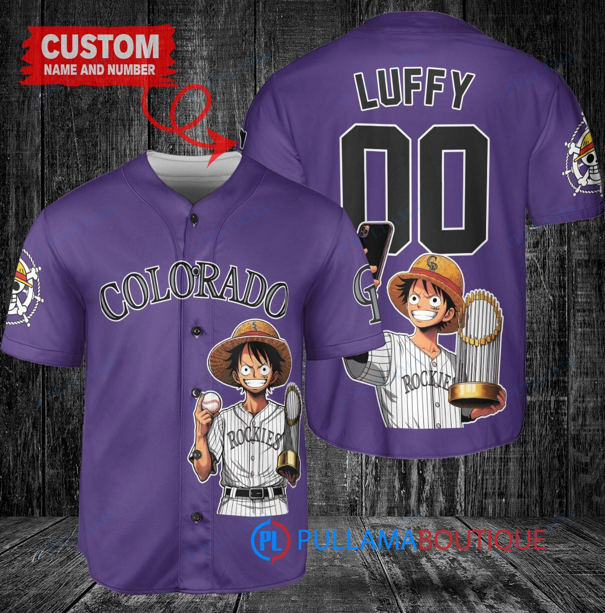 Seattle Mariners x Luffy One Piece with Trophy Custom Baseball Jersey White