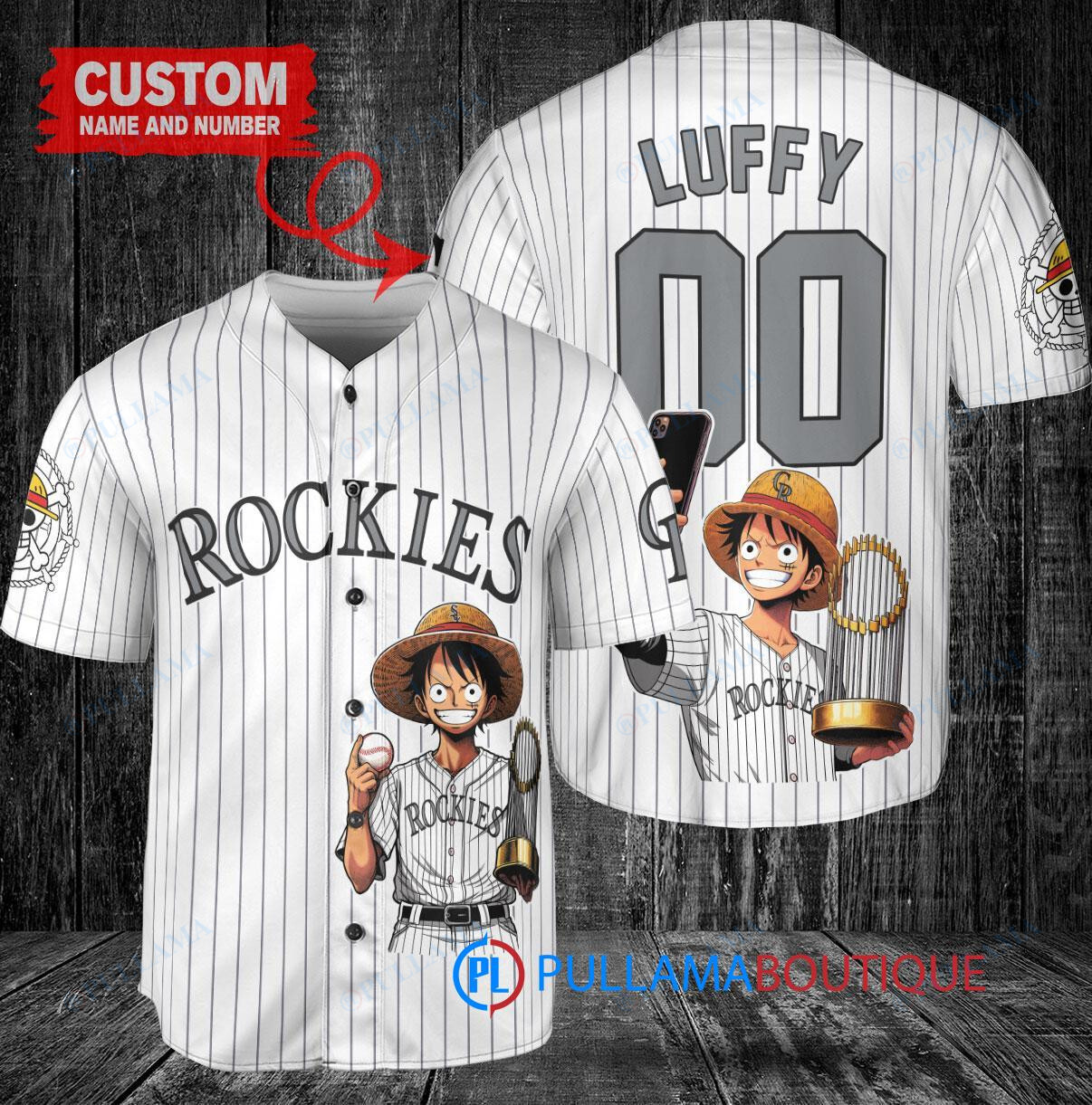 San Diego Padres x Luffy One Piece with Trophy Custom Baseball Jersey Tan