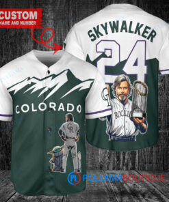 Colorado Rockies x Luke Skywalker Star Wars with Trophy Custom Baseball Jersey Green