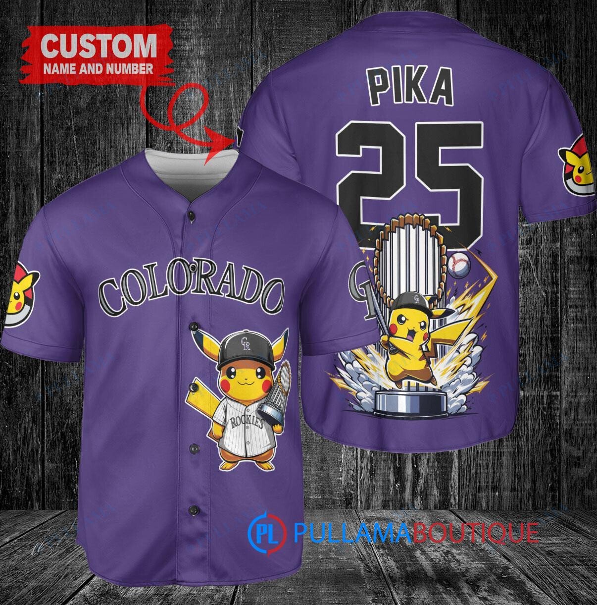 Chicago Cubs x Pikachu Pokemon with Trophy Custom Baseball Jersey Royal