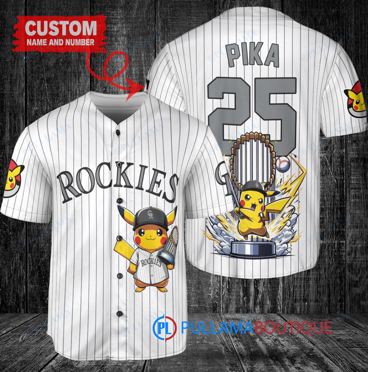 Atlanta Braves x Pikachu Pokemon with Trophy Custom Baseball Jersey White