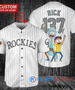 Colorado Rockies x Rick and Morty with Trophy Custom Baseball Jersey White