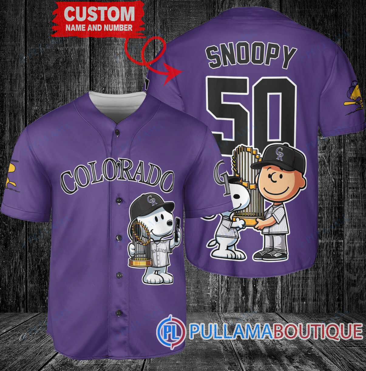 Texas Rangers x Snoopy and Charlie Brown with Trophy Baseball Jersey White