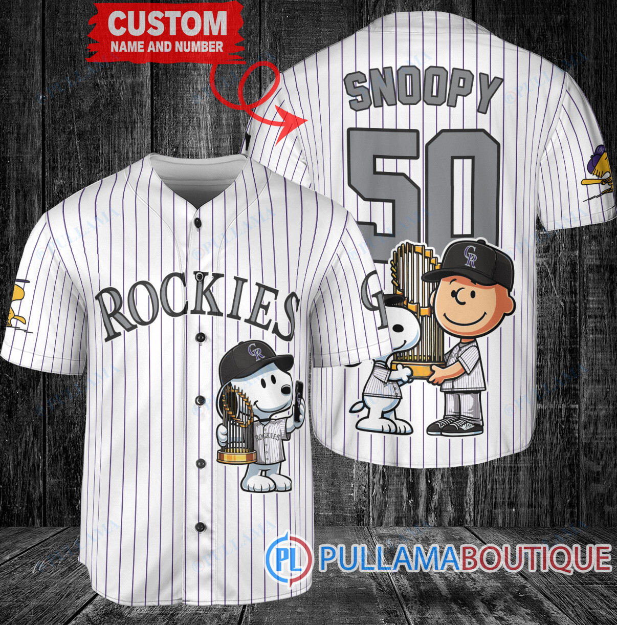 Pittsburgh Pirates x Snoopy and Charlie Brown with Trophy Baseball Jersey White