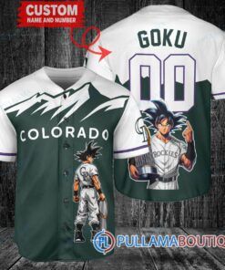 Colorado Rockies x Son Goku Kakarot Super Saiyan Dragon Ball Z with Trophy Baseball Jersey Green V2