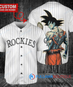 Colorado Rockies x Son Goku Kakarot Super Saiyan Dragon Ball Z with Trophy Baseball Jersey White