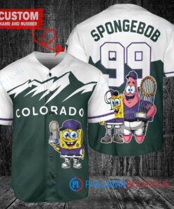 Colorado Rockies x SpongeBob SquarePants with Trophy Custom Baseball Jersey Green