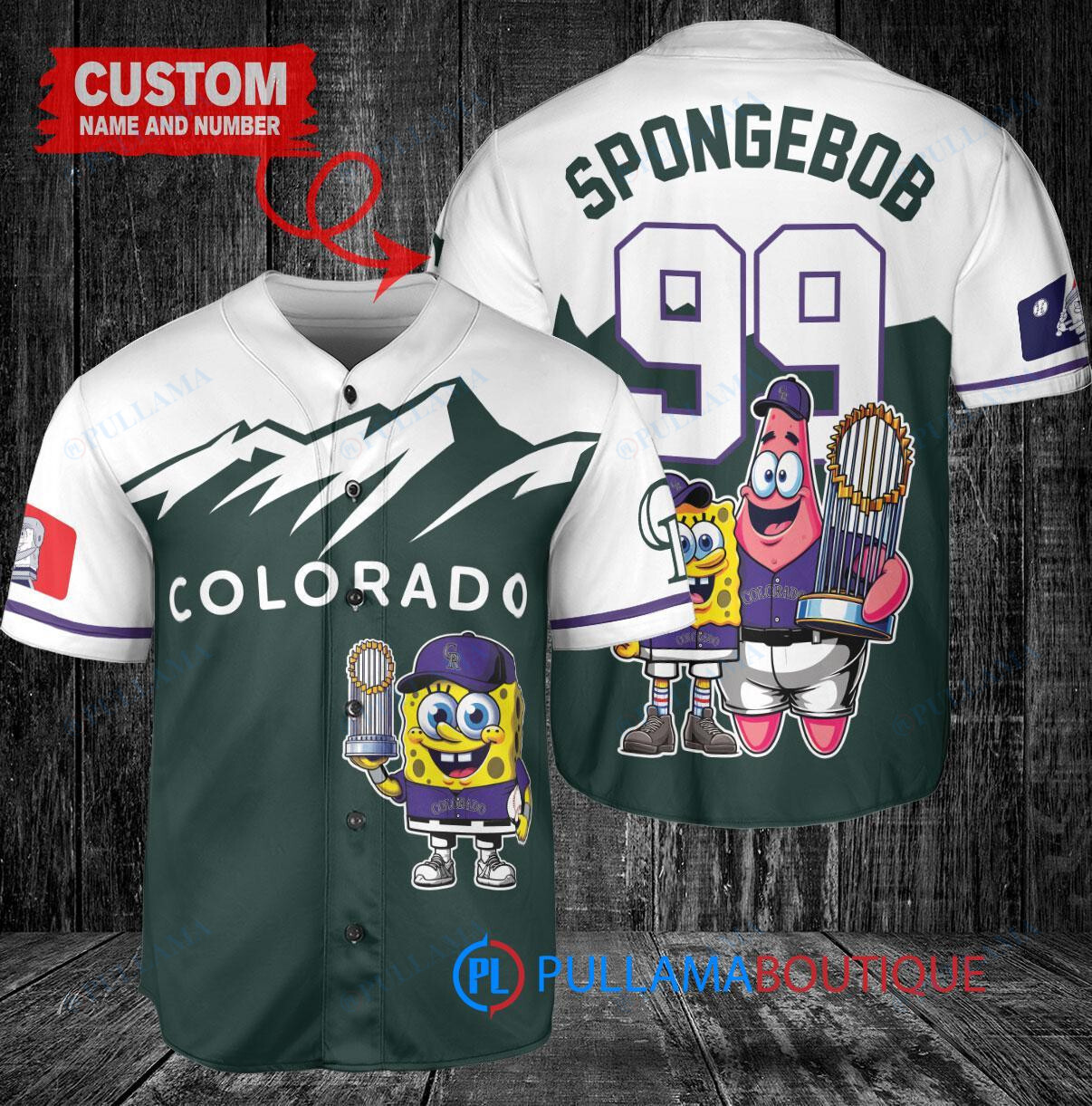 Kansas City Royals x SpongeBob SquarePants with Trophy Custom Baseball Jersey White