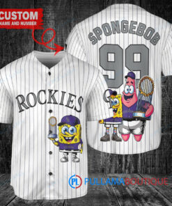 Colorado Rockies x SpongeBob SquarePants with Trophy Custom Baseball Jersey White