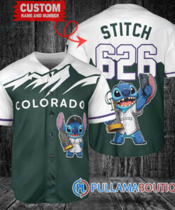 Colorado Rockies x Stitch with Trophy Baseball Jersey Green