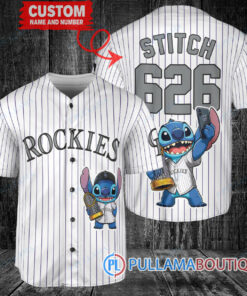 Colorado Rockies x Stitch with Trophy Baseball Jersey White