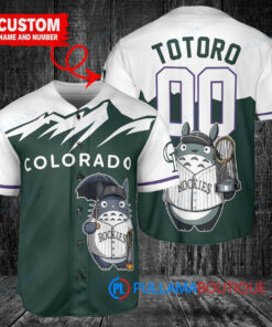 Colorado Rockies x Totoro Studio Ghibli with Trophy Custom Baseball Jersey Green