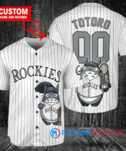 Colorado Rockies x Totoro Studio Ghibli with Trophy Custom Baseball Jersey White