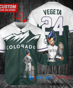 Colorado Rockies x Vegeta Super Saiyan Dragon Ball Z with Trophy Custom Baseball Jersey Green