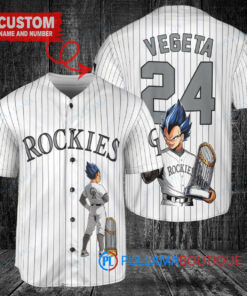 Colorado Rockies x Vegeta Super Saiyan Dragon Ball Z with Trophy Custom Baseball Jersey White