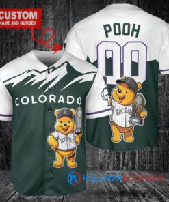 Colorado Rockies x Winnie the Pooh with Trophy Custom Baseball Jersey Green