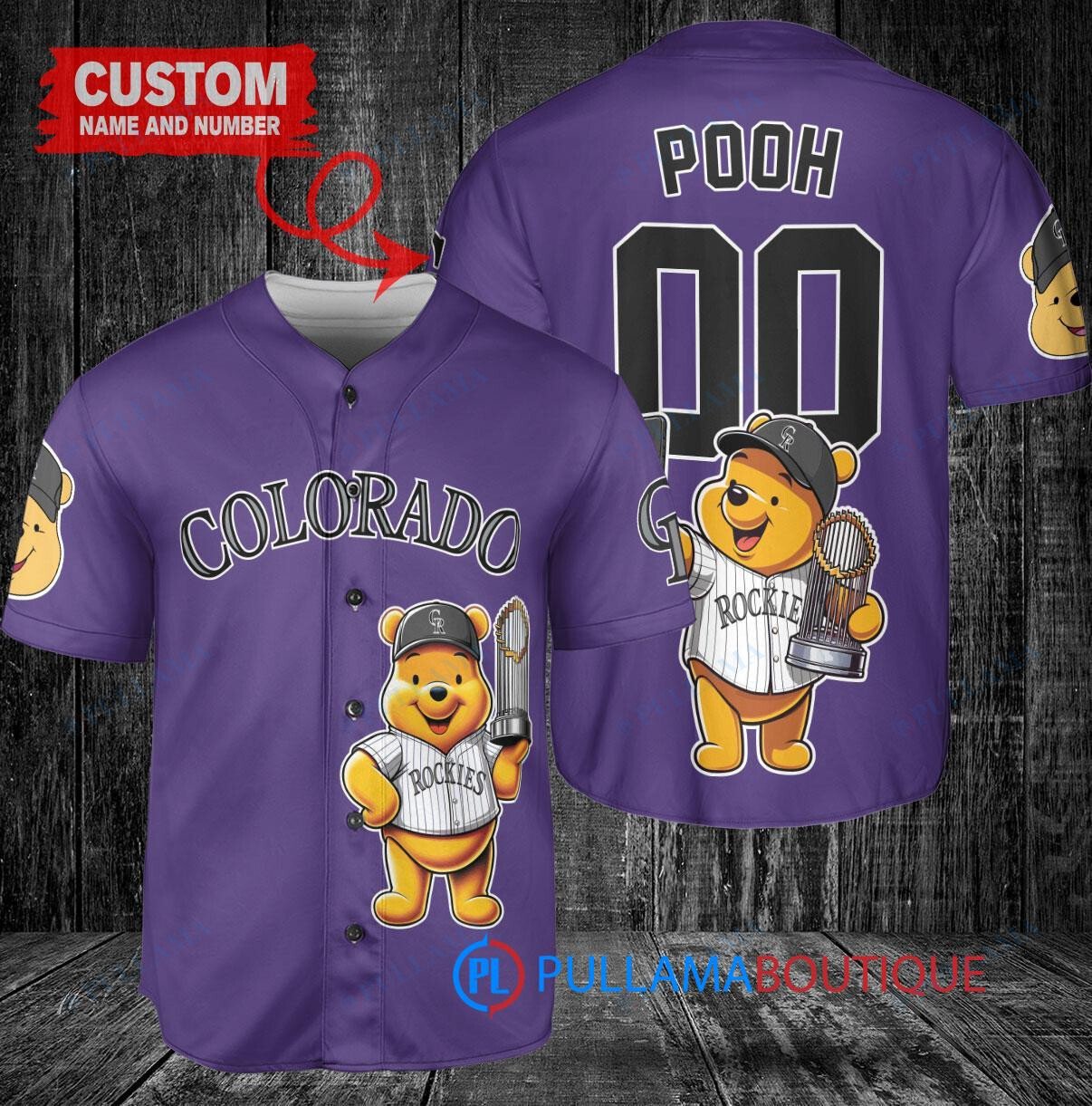 Boston Red Sox x Winnie the Pooh with Trophy Custom Baseball Jersey Gold-Light Blue City Connect