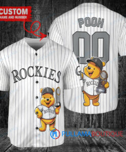 Colorado Rockies x Winnie the Pooh with Trophy Custom Baseball Jersey White