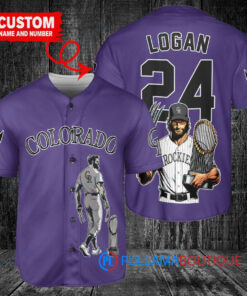 Colorado Rockies x Wolverine Logan with Trophy Custom Baseball Jersey Purple