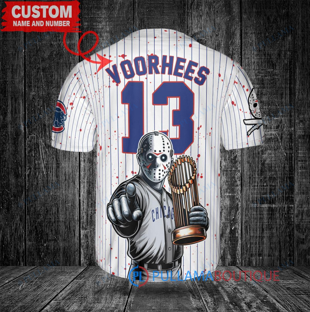 San Diego Padres x Friday the 13th Jason Voorhees Halloween with World Series Trophy Custom Baseball Jersey Tan