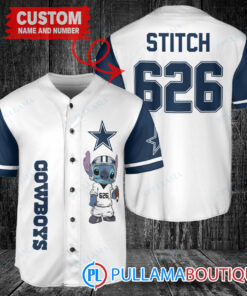 Dallas Cowboys Stitch Custom Baseball Jersey White