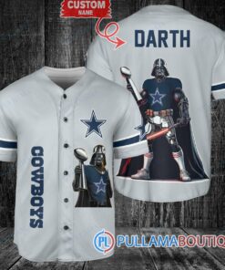 Dallas Cowboys x Darth Vader Star Wars with Trophy Custom Baseball Jersey Gray