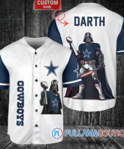 Dallas Cowboys x Darth Vader Star Wars with Trophy Custom Baseball Jersey White