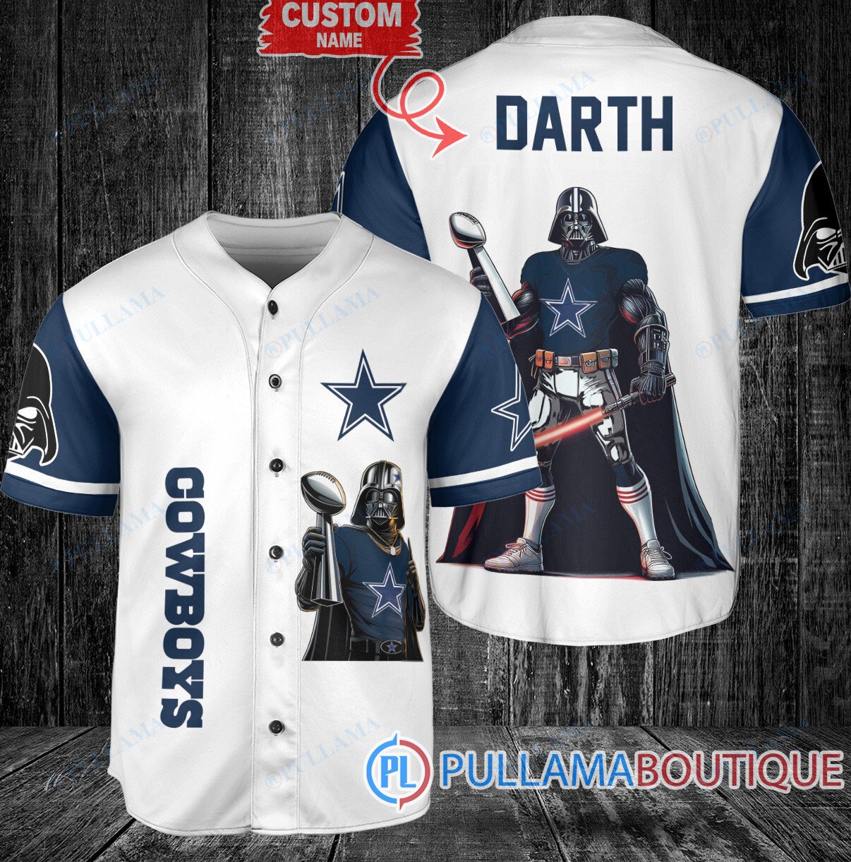 Chicago Bears x Darth Vader Star Wars with Trophy Custom Baseball Jersey Navy