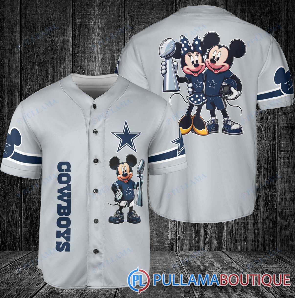 Green Bay Packers x Mickey and Minnie with Trophy Baseball Jersey White