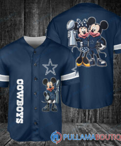 Dallas Cowboys x Mickey and Minnie with Trophy Baseball Jersey Navy