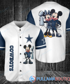 Dallas Cowboys x Mickey and Minnie with Trophy Baseball Jersey White