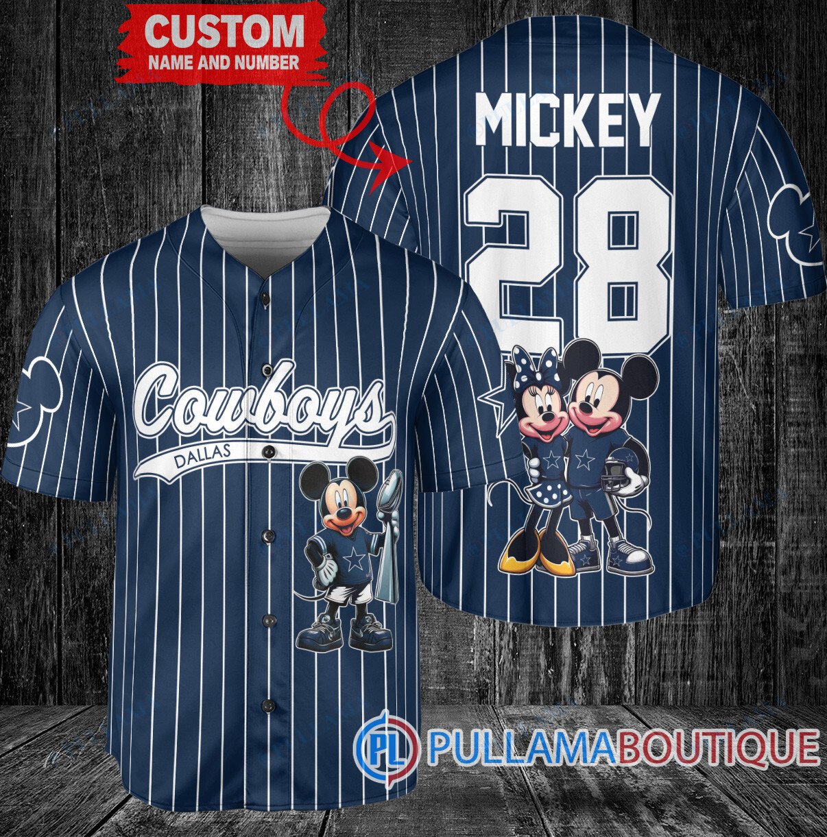 Atlanta Falcons x Mickey and Minnie with Trophy Custom Baseball Jersey Black