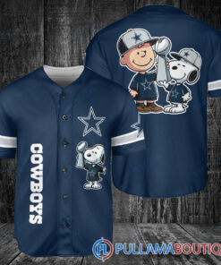 Dallas Cowboys x Snoopy and Charlie Brown with Trophy Baseball Jersey Navy