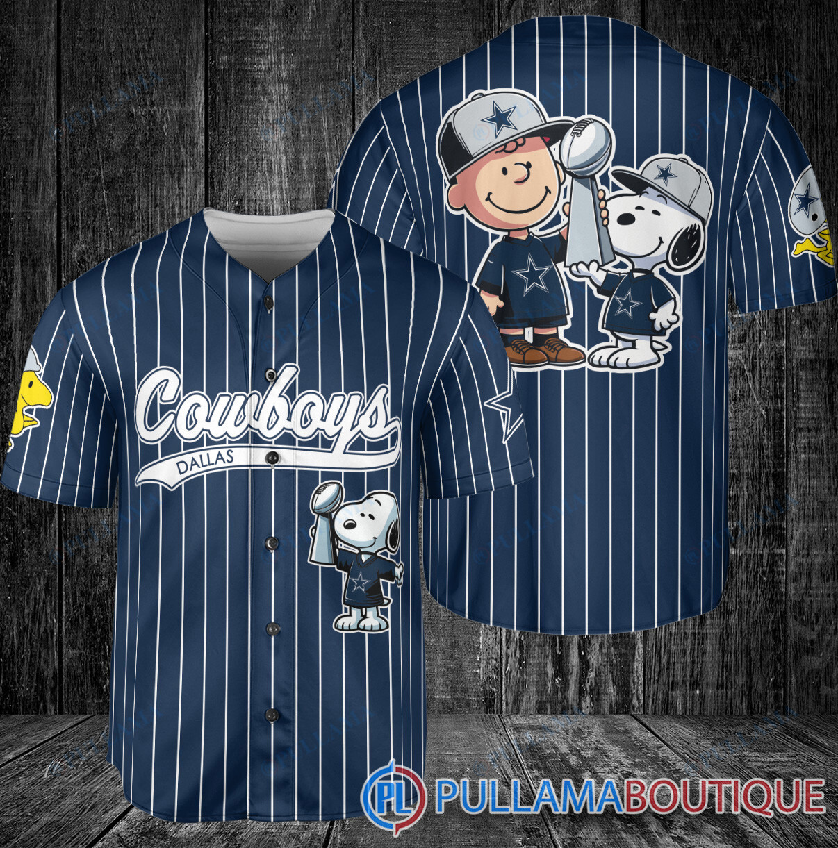 Los Angeles Rams x Snoopy and Charlie Brown with Trophy Baseball Jersey Royal Military