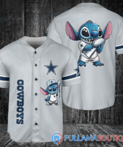 Dallas Cowboys x Stitch with Trophy Baseball Jersey Gray